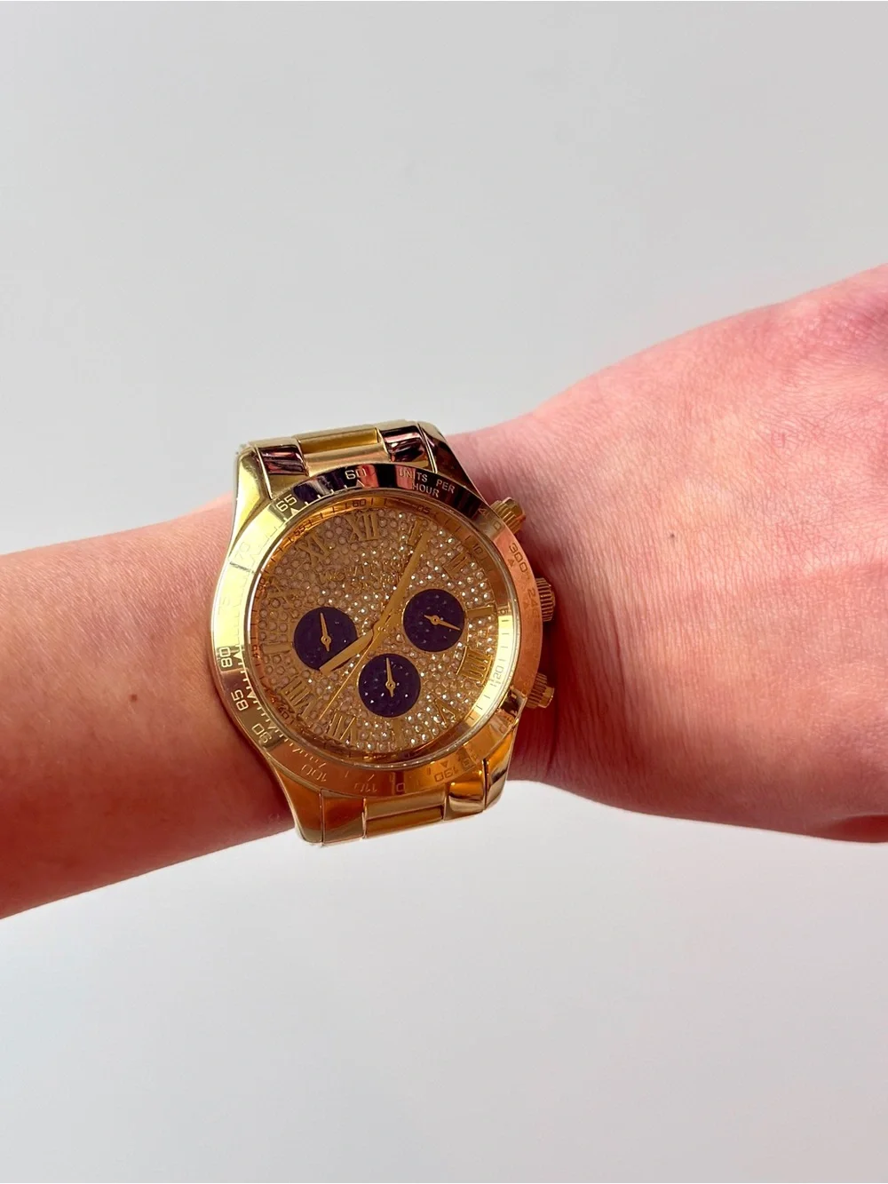 Michael Kors Gold and Black Chronograph Dials Diamond Crystal Dial Watch